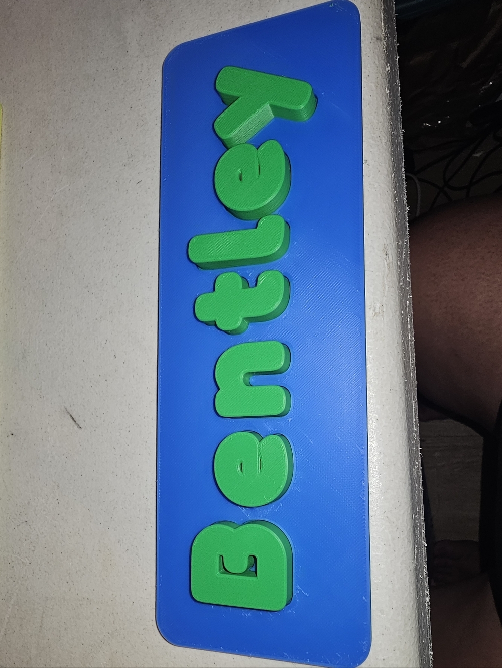 Custom 3D Name Puzzle - Blue Backing with Green Letters